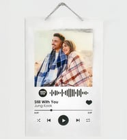 Kişiye Özel Fotoğraflı Spotify Bakrodlu Dekoratif Zincir Askılı Şeffaf Çerçeve Plak