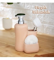 Porsima 277744 Tezgah Üstü Pudra Sıvı Sabunluk Fırçalı Süngerlikli Sabunluk (550ml) 20cm