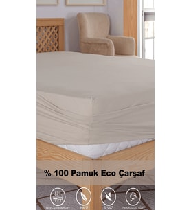 Penye Lastikli Çarşaf, 180×200 Battal Boy %100 Pamuk Örme Kumaş, 145 gr/m² (Sütlü Kahve)