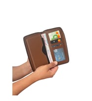 Premium Serisi Lüks Deri Özel Üretim Dikey Telefon Bölmeli Fermuarlı Erkek Cüzdanı (Çok Renkli)