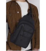 Bagacar 4925 Kulaklık Çıkışlı Body Bag ve Omuz Çantası Siyah (Çok Renkli)