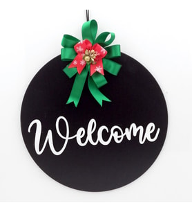Lora Davet Ahşap Kapı süsü welcome (1 Adet) Siyah - 54236