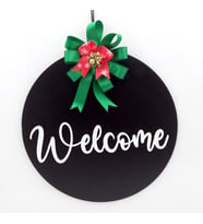 Lora Davet Ahşap Kapı süsü welcome (1 Adet) Siyah - 54236