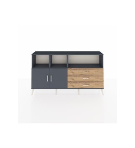 Arges Konsol 5 Raflı 3 Çekmeceli 2 Kapaklı 176x30x99 Antrasit-Antrasit/Çam