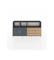 Arges Konsol 5 Raflı 3 Çekmeceli 2 Kapaklı 176x30x99 Antrasit-Antrasit/Çam