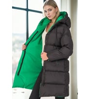 Dewberry Kadın %100 Polyester Kaban Siyah-Yeşil Z8687 Günlük Dış Giyim, Katmanlı Kombin, Şehir ve Ofis Stili