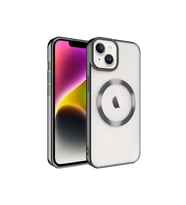 Apple iPhone 14 Plus Uyumlu Kılıf M-safe Wireless Şarj Özellikli Zore Setro Silikon (Siyah)