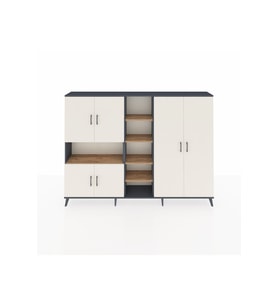 Arges Dolap 13 Raflı 6 Kapaklı 220x30x163 Antrasit-Aytaşı/Çam