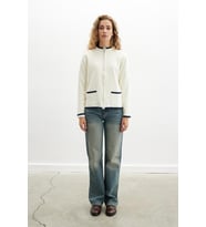 Peraluna SUMMER CARDIGAN Fermuarlı Cepli Organik Pamuk Çelik Örgü Yazlık Kadın Triko Hırka - Ekru