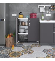 Kenzlife 2 kapılı dolap çilem 088*070*032 gri kilitli ayaklı banyo mutfak ofis kitaplık ayakkabılık kiler (Karışık)