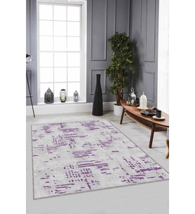 Mor Vintage Kaymaz Tabanlı Makinede Yıkanabilir Halı DR004 - 100 x 160 cm