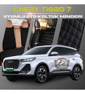 Chery Tiggo 7 Siyah Renk Tay Tüyü Cepli & Terletmez Sırtlı Oto Koltuk Minder Seti - Koltuk Koruma Kılıfı (ÖN & ARKA TAM SET)