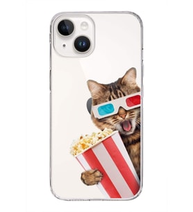 PrintiFy Apple  iPhone 14 ile Uyumlu 1mm Slim Fit Kedi 1 050b Baskılı Şeffaf  Kılıf