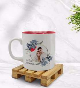 BK Gift Kişiye Özel İsimli Fotoğraflı İçi Kırmızı Renkli Kupa Bardak Model 34