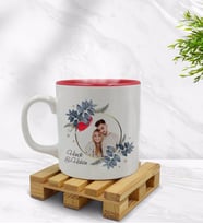 BK Gift Kişiye Özel İsimli Fotoğraflı İçi Kırmızı Renkli Kupa Bardak Model 34