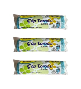 Canhome Jumbo Boy - Mavi -  210 Gr. - 80x110 Cm. - 80 Litre Çöp Torbası Poşeti - 10 Adetlik 3 Rulo
