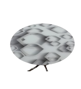 Masa 16612 Japon Ayak Model Metal Nikelaj 90cm Temper 8mm Grafik Balık Sürü Cam 