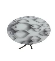 Masa 16612 Japon Ayak Model Metal Nikelaj 90cm Temper 8mm Grafik Balık Sürü Cam 