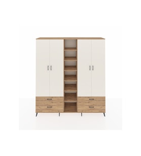 Hyperion Dolap 12 Raflı 4 Çekmeceli 2 Askılı 220x44x243 Çam-Aytaşı/Çam