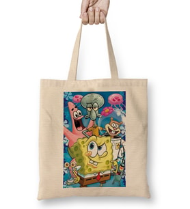 Sünger Bob Sponge Bob 02 Bez Çanta Uzun Saplı