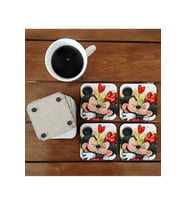 Ghostbastır Design Mickey Mouse Dekoratif Ahşap Bardak Altlığı Seti 029