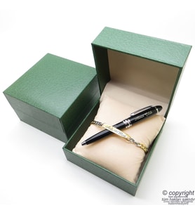 Kişiye Özel Gold Krom Metal Unisex Bileklik + İsme Özel Mini Cep Kalemi - Hediyelik Kutulu Set (Karışık)