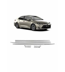 Toyota Corolla Cam Çıtası 8 parça Krom Komple 2019-2021 arası