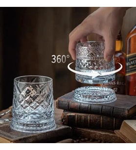 360 Derece Dönen Bardak - 280 ml - Kristal Cam