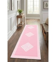 Likya Pembe Beyaz Yıkanabilir Yolluk