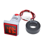 AC 20-500V 100A Kare Dijital Voltmetre Ampermetre 220V Kırmızı