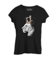 Aslan - Kraliçe Taç Siyah Kadın Tshirt