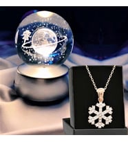 Led Işıklı Cam Satürn Kız Küre Dolunay Lamba Kristal Top Ve Kar Tanesi Kolye