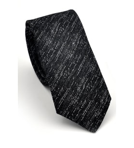 Füme Gri Kırcıl Desenli Siyah Dokuma Kumaş Mendilli Slim Fit Kravat // SDK230918 (Renksiz)
