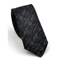 Füme Gri Kırcıl Desenli Siyah Dokuma Kumaş Mendilli Slim Fit Kravat // SDK230918 (Renksiz)