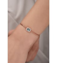 925 Ayar Gümüş Rose Gurmet Zincir AquamarinTektaş Bileklik