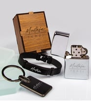 Kişiye Özel Zippo Model Çakmak Anahtarlık Ve Deri Erkek Bileklik 107010