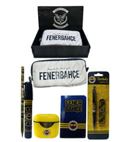 Fenerbahçe Orjinal Lisanslı Sarı Air Kalemtraş Ahşap Kutulu 6'lı Kırtasiye Seti (Lacivert-Gri)