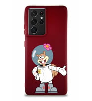Samsung Galaxy S21 Ultra Soft Premier Kapak Sandy Tasarımlı Silikon Kılıf - Mürdüm (Şeffaf)