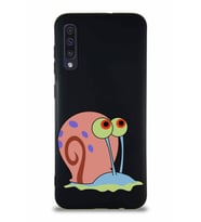 Samsung Galaxy A50S Soft Premier Kapak Salyangoz Gary Tasarımlı Silikon Kılıf - Siyah (Şeffaf)