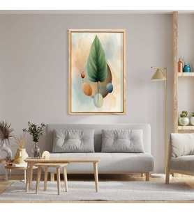 Tekli Ahşap Lamine Çerçeveli Mdf Tablo Oval Şekil ve Yaprak (Ahşap)