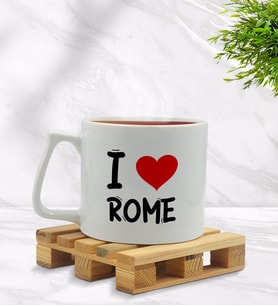 BK Gift I Love Rome Tasarımlı Middle Beyaz Kupa Bardak