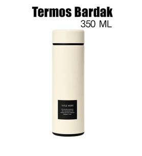 Paslanmaz Çelik Matara Termos Su Şişesi 350ML Vakumlu Kapak - Beyaz