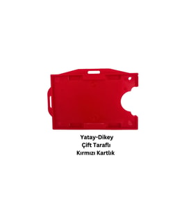 Kırmızı Yatay Dikey Çift Taraflı Kart Koruyucu
