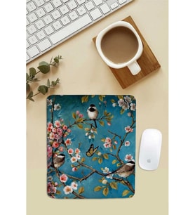 SonicTouch Bilek Destekli Bahar Dalları Turkuaz Dikdörtgen Pürüzsüz Yüzey Dikişsiz Mouse Pad 18x22cm