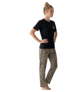 Donwear Kadın Viskon Yazlık Kısa Kollu Pijama Takımı 2658 (Siyah)