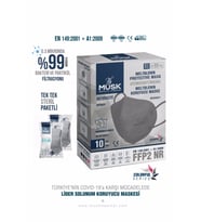 MUSK N95 MASKE GRİ RENK 10 ADET
