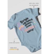 Biriyle uğraşmak yetmez, yazılı Kısa Kollu Bebek Body %100 Pamuk