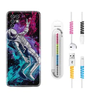 INFINIX Note 11 Pro Note 10 Hot 9 Play Kılıf Kablo Koruma Spiral Silikon Astronot Signs 1753