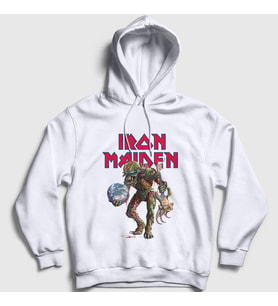 Presmono Unisex Beyaz World Iron Maiden Kapüşonlu Sweatshirt 87380tt