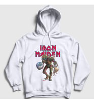 Presmono Unisex Beyaz World Iron Maiden Kapüşonlu Sweatshirt 87380tt